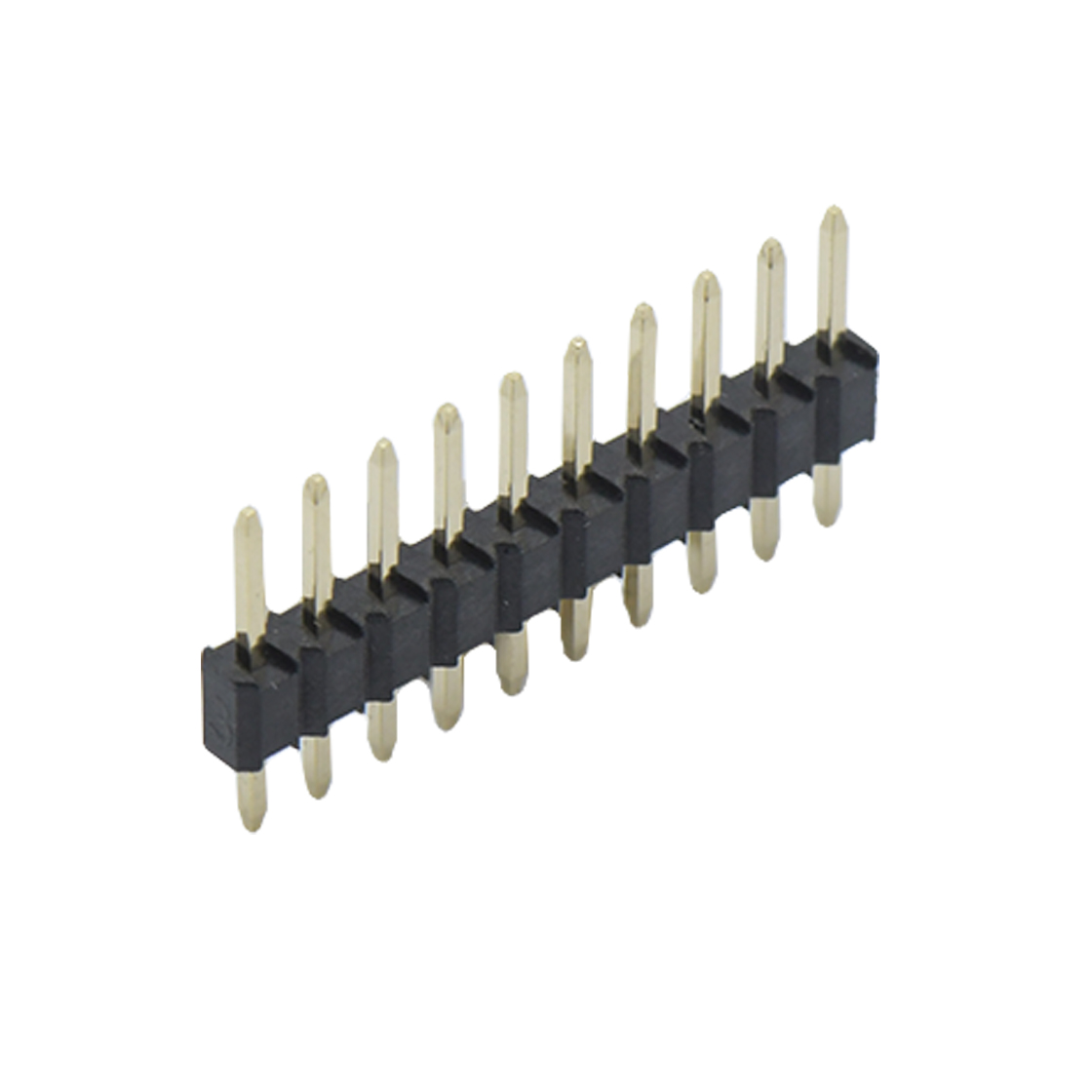 PH2502 排针连接器 Pitch 2.50mm 180° 单排 H3.3W2.54 DIP 排针 L=18MM （7.5/3.4） 10Pin PA9T，94V-0 黑色 镀全金G/F